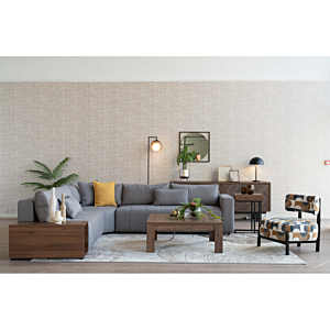 Salon NEW RYAD Toile Avec Table De Coin - Gris