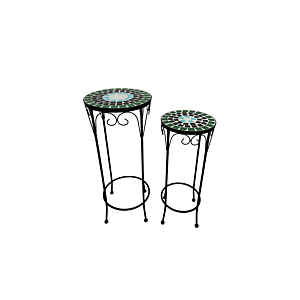 SET DE 2 TABLES GIGONE Rondes CLASSIC CHARM - Bleu / Vert