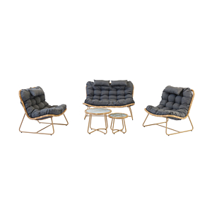 Salon de jardin NEW LA VIDA + 2 Tables Basses - Gris Meubles jardin