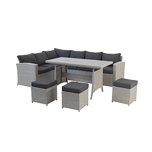 COIN TIMOR + 3 POUFS Et TABLE HAUTE - Gris Foncé Meubles jardin