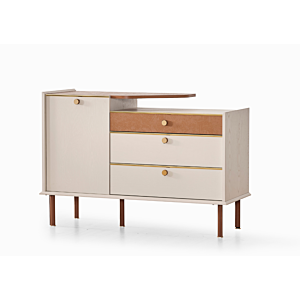 COMMODE PRIME 3TIROIRS ET 1 Porte – Marron / Beige Promos printemps