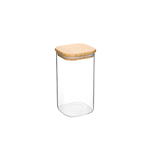 Bocal En Verre Avec Couvercle Bambou 1400ml - Blanc Soldes été