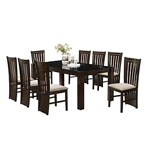 SET BARISTA TABLE + 8 CHAISES - Marron Sets Table avec chaises