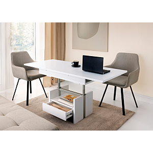 Table Basse Cortado Ajustable Avec 1 Tiroir -Blanc
