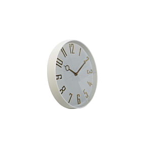 HORLOGE MURALE 30.6x30.6x4.5cm - Blanc / Doré