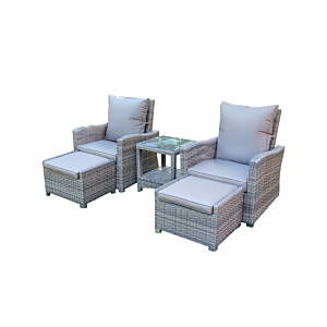 SET RELAX INCLINABLES VIP VIBES Avec REPOSES PIEDS + TABLE BASSE - Taupe Meubles jardin