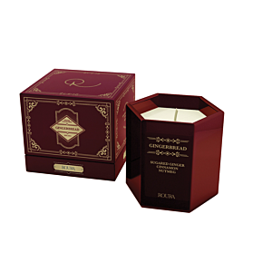 BOUGIE PARFUMÉE EN VERRE HEXAGONALE - Rouge Promos printemps