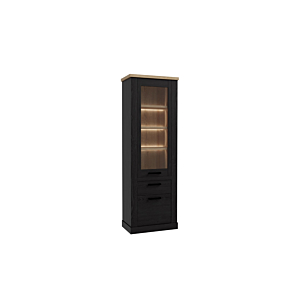 VITRINE BLACK DURO - Chêne / Noir Vitres et bibliothèques