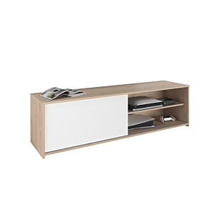MEUBLE TV TOMY - Chêne / Blanc Soldes été