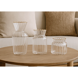 VASE ORION + BORDURE DORÉE 8.5x8.5x8CM - DORÉ