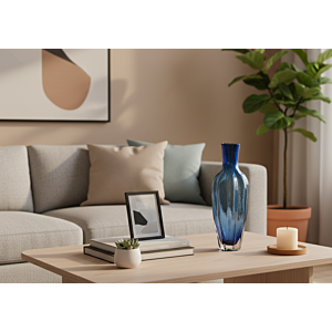 VASE SIENNA 12.5x12.5x33CM - BLEU