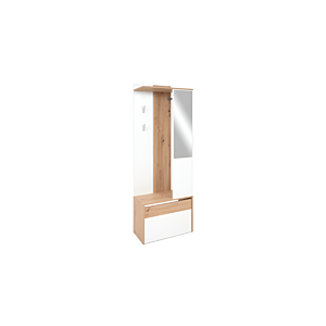 Vestiaire compact Gera 1 Abattant + 1 miroir - Blanc / Chêne