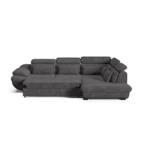 Canapé D'Angle Droit Infinity Avec Fonction Lit Et Rangement - Gris Foncé