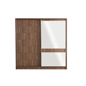 Armoire Lumya 2 Portes Coulissantes + 1 Miroir - Wengé