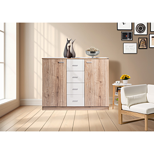 Commode SAVANA - Chêne / Blanc