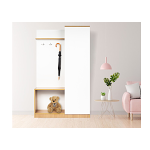 Vestiaire PANORAMA 1 niche + 1 Porte - Chêne / Blanc