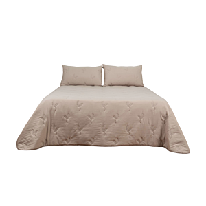 Couvre lit Bouty Uni Touche Coton Avec Taie D'oreiller - Taupe Couvre-lits