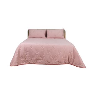 Couvre lit Bouty Uni Touche Coton Avec Taie D'oreiller - Rose Couvre-lits