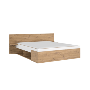 Pack Lit Anis 140X190 Sommier + Matelas + 2 Tablettes Suspendues - Chêne / Blanc