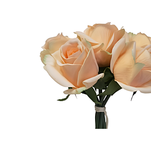 BOUQUET DE ROSES ARTIFICIELLES IVOIRE 26CM - CHAMPAGNE