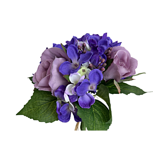 BOUQUET DE ROSES ARTIFICIELLES 27CM - VIOLET