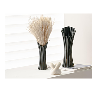 VASE NERVURE 10.3x22.5x8.5 CM - NOIR