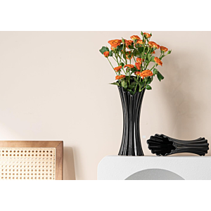 VASE NERVURE 13.8x28x10.5 CM - NOIR