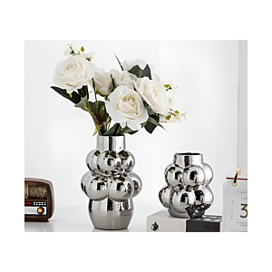 VASE BUBBLE EFFET MIROIR 15x22.3x6CM - ARGENTÉ