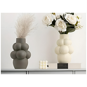 VASE BUBBLE MAT 15x22.3x6CM - BEIGE