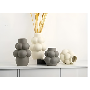 VASE BUBBLE MAT 13x14.5x6CM - BEIGE