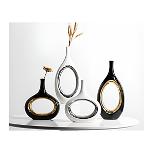 VASE AJOURÉ 16x34x2.6CM – BLANC/DORÉ