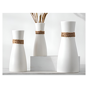VASE AVEC CORDE DECORATIVE 10x24.5x7.5 CM - BLANC