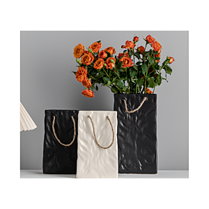 VASE EFFET SAC FROISSE 12x20x11.4CM - NOIR