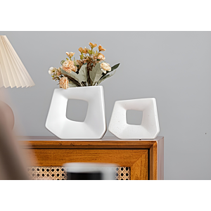 VASE AJOURÉ 13x10.4x10.2CM - BLANC