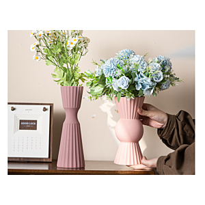 VASE RELIFS GEOMETRIQUES 9.8x21.5x8.5 CM - ROSE