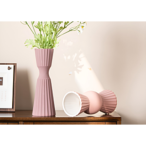 VASE RELIFS GEOMETRIQUES 9x25.5x6CM - MAUVE CLAIR