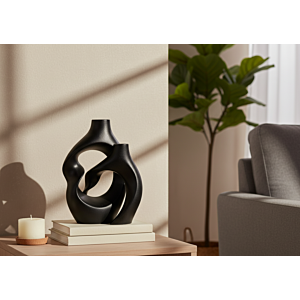 VASE SCULTURAL ENTRALCEE - NOIR