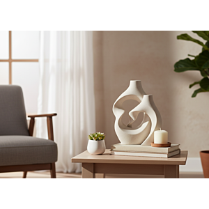 VASE SCULTURAL ENTRALCEE - BEIGE