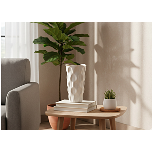 VASE SCULPTE - BLANC