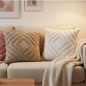 Coussin Décoratif Losange 45*45 Cm Avec Zip - Taupe