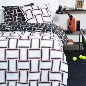 Parure De Lit Imprimé 240X220Cm Motif Brique - Blanc / Noir