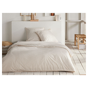 Parure De Lit Imprimé 240x220cm Motifs Gravure - Beige