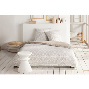 Parure De Lit Imprimé 240x220cm Motifs Triangulaires - Beige