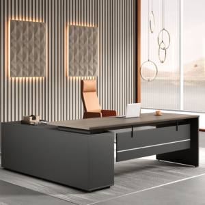 Bureau Respect Avec Crédence - Noyer/Gris 