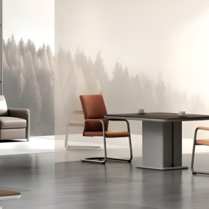 Table De Reunion Taskline - Marron / Blanc