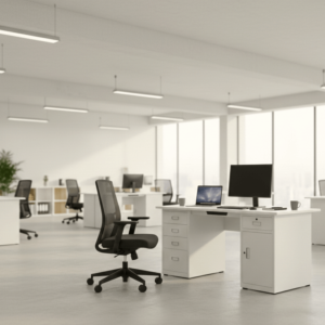 Bureau 160X70X74 + Caisson Integré Solidis - Blanc Crème