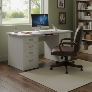 Bureau 160X70X74 + Caisson Integré Solidis - Blanc Crème