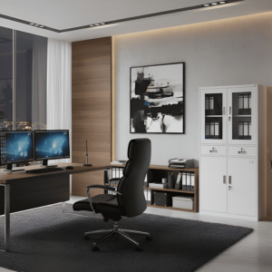 Armoire Rangement Solidis 4 Portes + 2 Tiroirs - Blanc