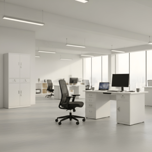 Armoire Rangement Solidis 4 Portes + 2 Tiroirs - Blanc