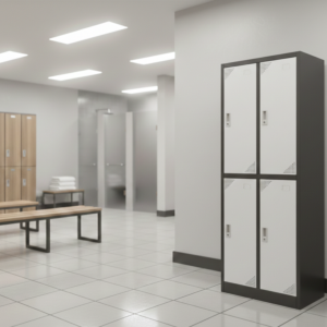 Casier Solidis 4 Portes Avec Serrures - Blanc / Gris